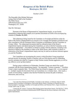 Letter from House Chairmen Cummings, Engel