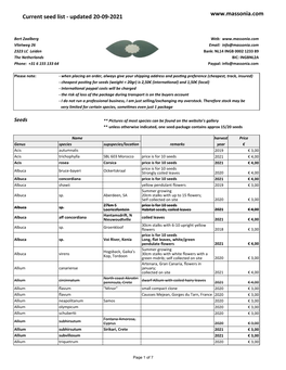 Current Seed List - Updated 20-09-2021