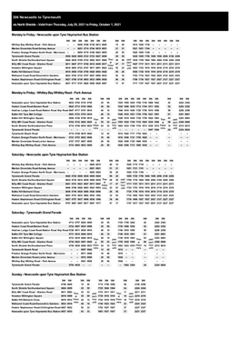 306 Newcastle to Tynemouth Via North Shields - Valid from Thursday, July 29, 2021 to Friday, October 1, 2021