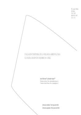 Evaluacion Territorial De La Vigilancia Ambiental Para El Colera, Region De Coquimbo 2011.Chile
