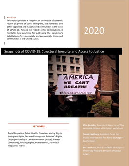 Snapshots of COVID-19: Structural Inequity and Access to Justice