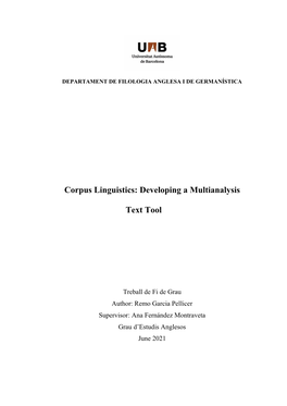 Corpus Linguistics: Developing a Multianalysis Text Tool