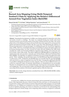 Burned Area Mapping Using Multi-Temporal Sentinel-2 Data by Applying the Relative Diﬀerenced Aerosol-Free Vegetation Index (Rdafri)