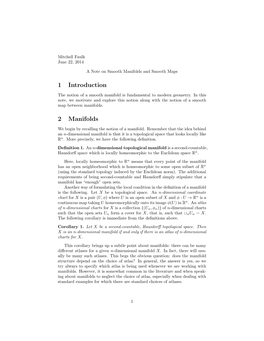 1 Introduction 2 Manifolds