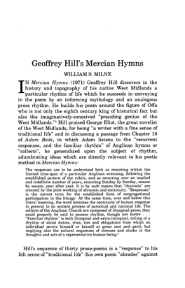 Geoffrey Hill's Mercian Hymns WILLIAM S