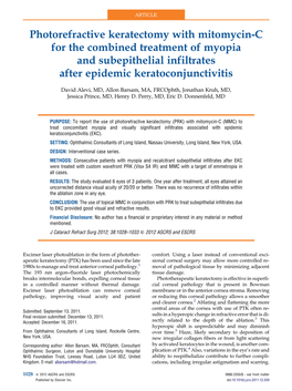 Photorefractive Keratectomy with Mitomycin-C for the Combined Treatment of Myopia and Subepithelial Infiltrates After Epidemic Keratoconjunctivitis