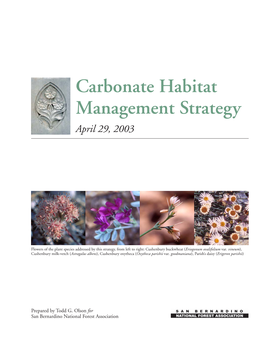 Carbonate Habitat Management Strategy April 29, 2003