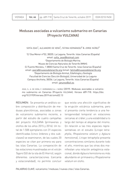 Medusas Asociadas a Vulcanismo Submarino En Canarias (Proyecto VULCANA)