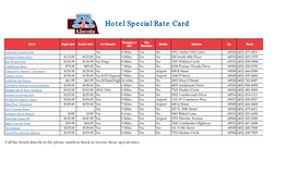 Hotel Special Rate Card