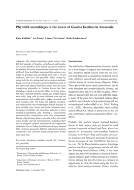 Phytolith Assemblages in the Leaves of Guadua Bamboo in Amazonia