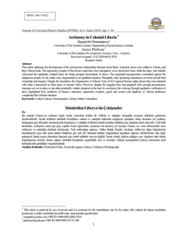 Acrimony in Colonial Liberia Sömürülen Liberya'da Çekişmeler