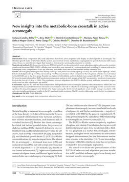 New Insights Into the Metabolic-Bone Crosstalk in Active Acromegaly