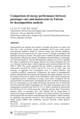 Comparison of Energy Performance Between Passenger Cars and Motorcycles in Taiwan by Decomposition Analysis