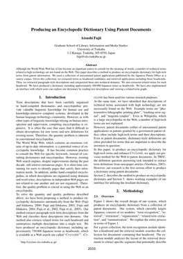 Producing an Encyclopedic Dictionary Using Patent Documents