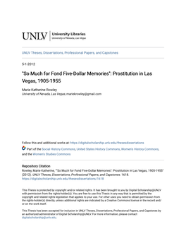 Prostitution in Las Vegas, 1905-1955