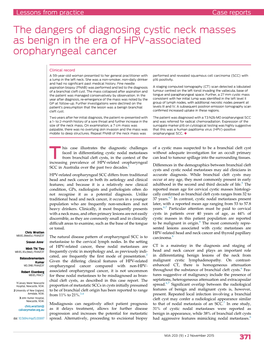 The Dangers of Diagnosing Cystic Neck Masses As Benign in the Era of HPV-Associated Oropharyngeal Cancer