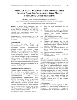 Message Based Analysis on Signaling System Number 7 and Its Comparison with Multi- Frequency Coded Signaling