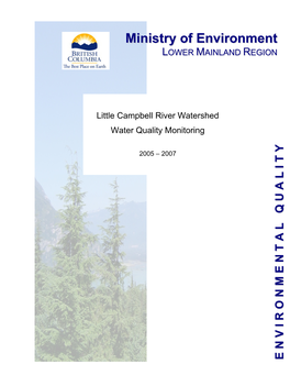 Little Campbell River Watershed Water Quality Monitoring