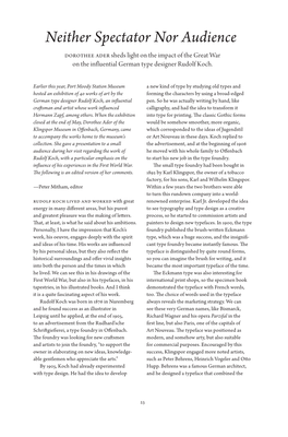 Neither Spectator Nor Audience Dorothee Ader Sheds Light on the Impact of the Great War on the Influential German Type Designer Rudolf Koch