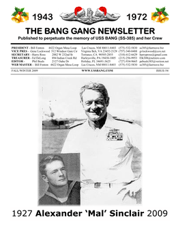 THE BANG GANG NEWSLETTER 1927 Alexander 'Mal' Sinclair 2009