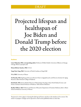 Projected Lifespan and Healthspan of Joe Biden and Donald Trump Before the 2020 Election