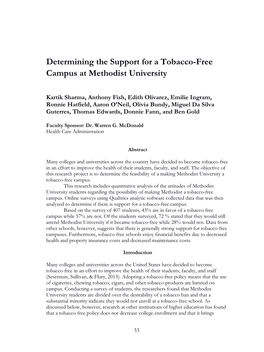 Determining the Support for a Tobacco-Free Campus at Methodist University