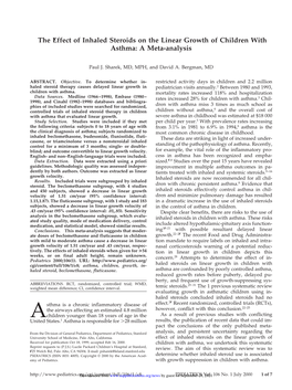 The Effect of Inhaled Steroids on the Linear Growth of Children with Asthma: a Meta-Analysis