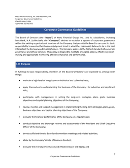 Corporate Governance Guidelines Classification: Public Approved: 02/24/2021