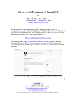 Entrepreneurial Resources on the Internet 2018