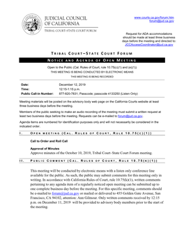 Approve Minutes of the October 10, 2019, Tribal Court–State Court Forum Meeting