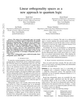 Linear Orthogonality Spaces As a New Approach to Quantum Logic