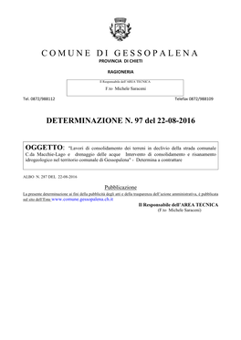 Comune Di Gessopalena Provincia Di Chieti