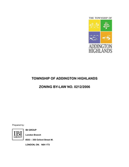 Township of Addington Highlands Zoning By-Law No