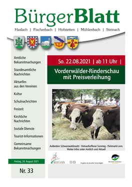 Nr. 33 Vorderwälder-Rinderschau Mit Preisverleihung