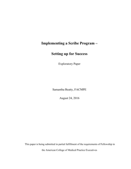 Implementing a Scribe Program – Setting up for Success