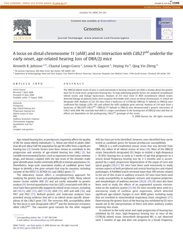 A Locus on Distal Chromosome 11 (Ahl8) and Its Interaction with Cdh23ahl Underlie the Early Onset, Age-Related Hearing Loss of DBA/2J Mice