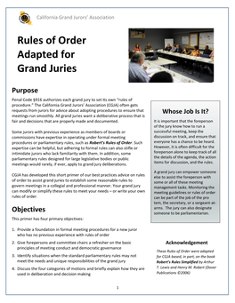 Rules of Order Adapted for Grand Juries