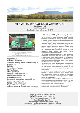THE VALLEY and EAST COAST VOICE INC. $1 Established 1968 48.05 July 2, 2015 Deadline for 48.06 Is 5Pm July 13, 2015