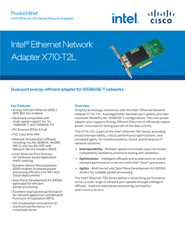 Intel X710-T2L Pcie Ethernet Network Adapter Product Brief