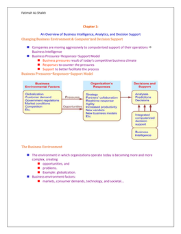 Chapter 1: an Overview of Business Intelligence, Analytics, And