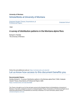 A Survey of Distribution Patterns in the Montana Alpine Flora