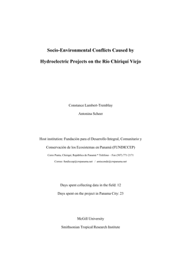Socio-Environmental Conflicts Caused by Hydroelectric Projects