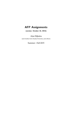 AFP Assignments (Version: October 16, 2015)