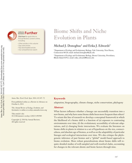 Biome Shifts and Niche Evolution in Plants