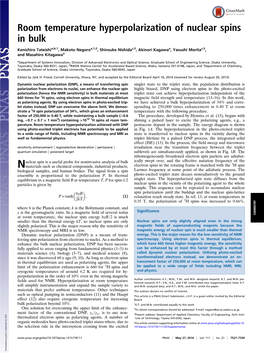 Room Temperature Hyperpolarization of Nuclear Spins in Bulk