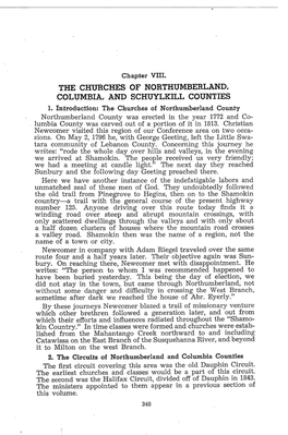 The Churches of Northumberland County Northumberland County Was Erected in the Year 1772 and Co