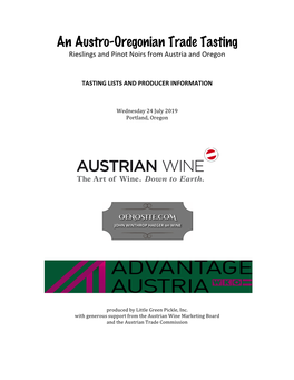 An Austro-Oregonian Trade Tasting Rieslings and Pinot Noirs from Austria and Oregon