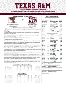 2016-17 Women's Basketball Game Notes