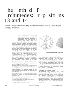 The Method of Archimedes: Propositions 13 and 14