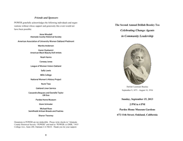 Delilah Beasley Tea Have Been Possible: Celebrating Change Agents Anne Woodell Alameda County Historical Society in Community Leadership